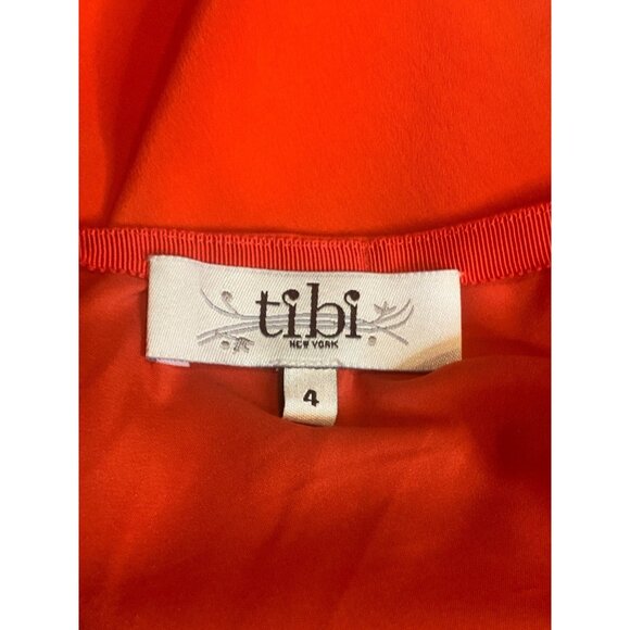 Tibi Red 100% Silk Mini Skirt W/ Shorts Skort, Size 4 - Picture 5 of 6